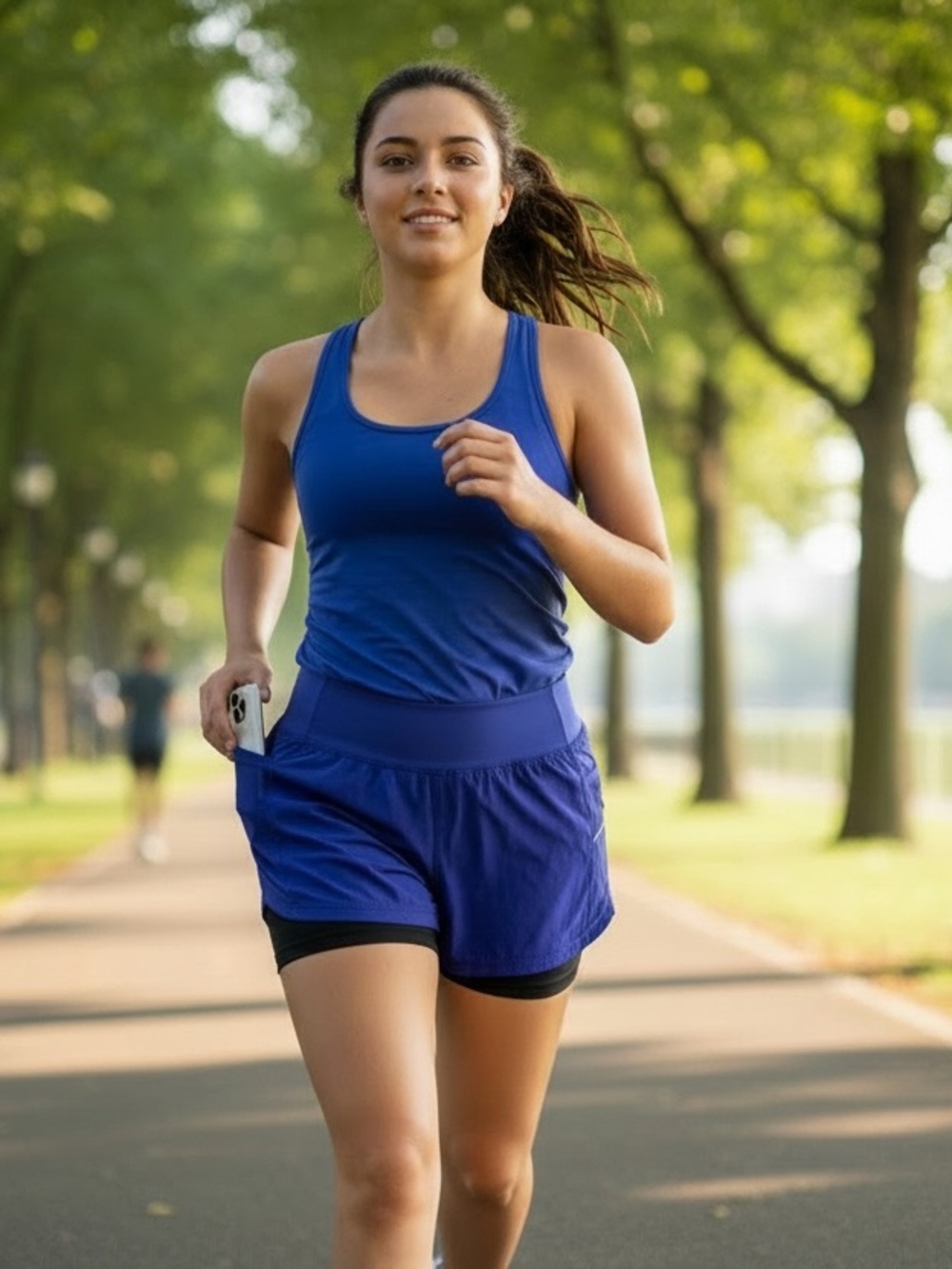 Athleta Rhapsody Royal Blue Dual-Layer 2 in 1‎ Running Shorts